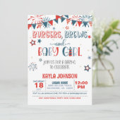 Babydusche vom 4. Juli - Mädchen Einladung (Stehend Vorderseite)