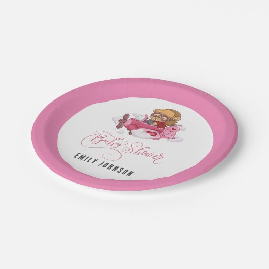 Babydusche von Airplane Pappteller (Schrägansicht)