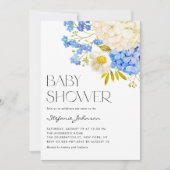Babydusche von Boho Blue und White Hydrangeas Einladung (Vorderseite)
