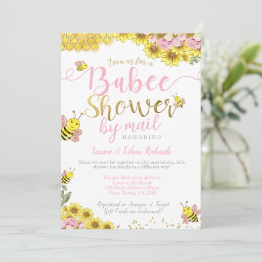 Babydusche von Mail Bee Einladung (Stehend Vorderseite)