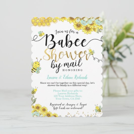 Babydusche von Mail Bee Einladung (Stehend Vorderseite)