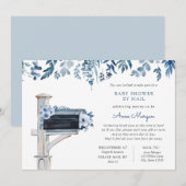 Babydusche von Mail Blue Flowers in Mailbox Einladung (Vorne/Hinten)