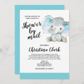 Babydusche von Mail Boy Elephant Blue Einladung (Vorne/Hinten)