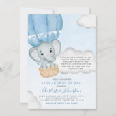 Babydusche von Mail Elephant Blue Einladung (Vorderseite)