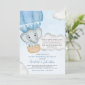 Babydusche von Mail Elephant Blue Einladung (Stehend Vorderseite)