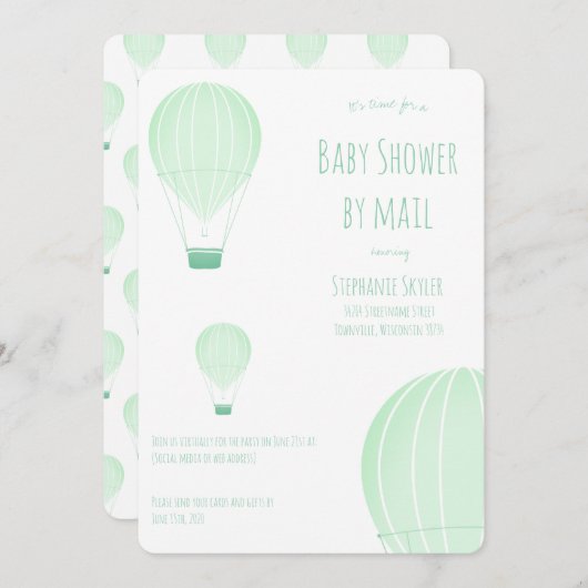 Babydusche von Mail Green Hot Air Ballon Einladung (Vorne/Hinten)