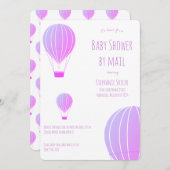 Babydusche von Mail Lila Heißluftballon Einladung (Vorne/Hinten)