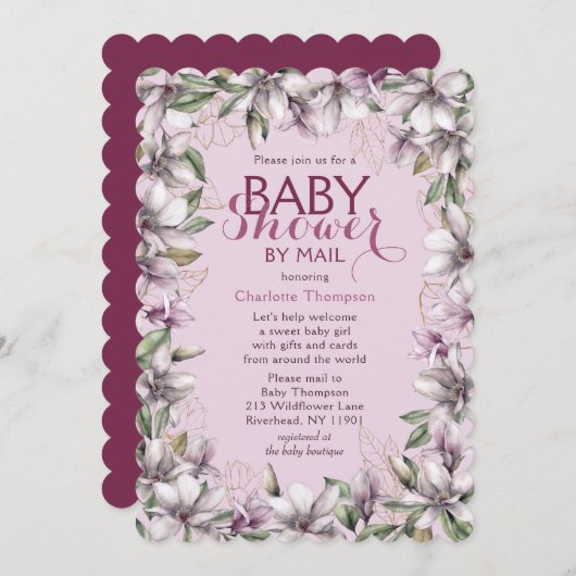 Babydusche von Mail Magnolia Wasserfarben Einladung (Vorne/Hinten)