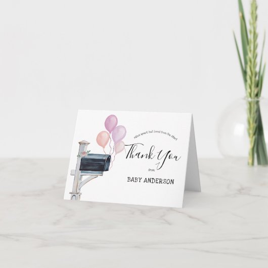 Babydusche von Mail Pink Balloons Vielen Dank (Vorderseite)