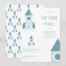 Babydusche von Mail White Blue Rakete Schiff