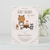 Babydusche von Mail Woodland Animal Brown Einladung (Stehend Vorderseite)