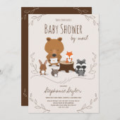 Babydusche von Mail Woodland Animal Brown Einladung (Vorne/Hinten)
