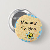 Babydusche von Mommy to Bee Blue und Gelb Honeycom Button (Vorne & Hinten)