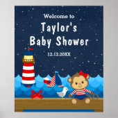 Babydusche von Nautical Girl Monkey Red Navy Poster (Vorne)