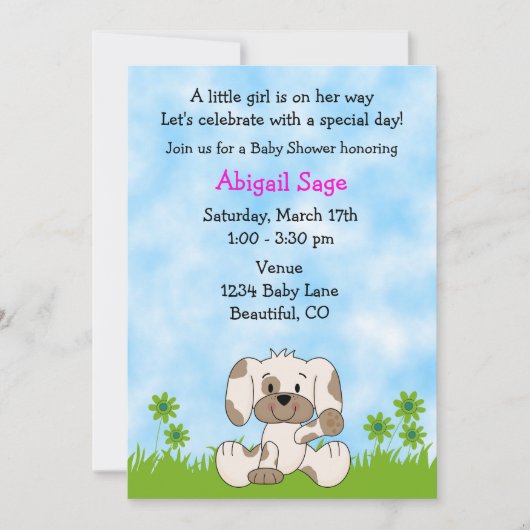 Babydusche von niedlichen Welpen Einladung (Vorderseite)