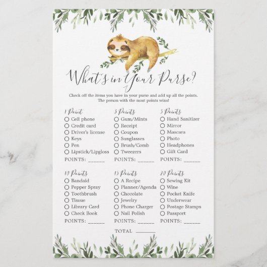 Babydusche von Sloth Animals Was ist in Ihrer Hand (Vorderseite)