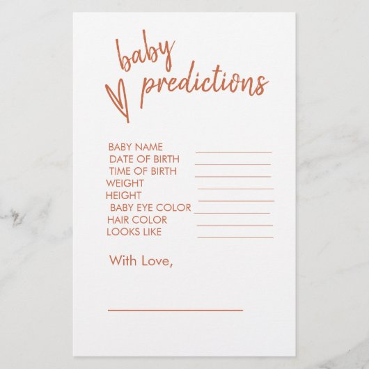 Babydusche Vorhersage Boho Herz Terracotta (Vorderseite)