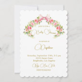 Babydusche Wappen Regency Bow Pink Einladung (Vorderseite)