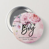 Babydusche Wasserfarbe Bohemische Blume und Federn Button (Vorne & Hinten)