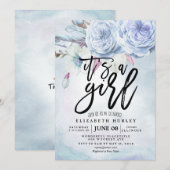 Babydusche Wasserfarbe Bohemische Blume und Federn Einladung (Vorne/Hinten)