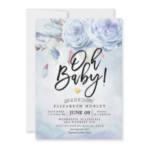 Babydusche Wasserfarbe Bohemische Blume und Federn