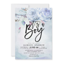 Babydusche Wasserfarbe Bohemische Blume und Federn