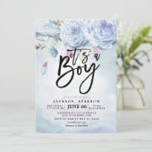 Babydusche Wasserfarbe Bohemische Blume und Federn Einladung (Stehend Vorderseite)