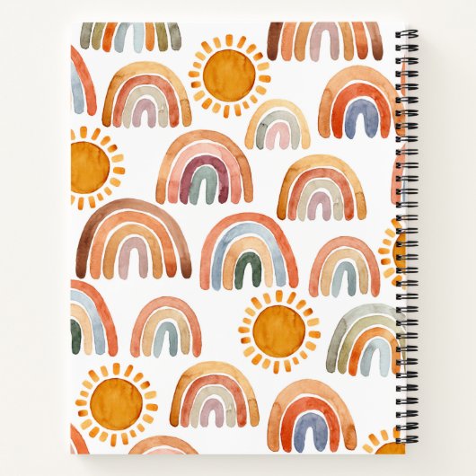 Babydusche Wasserfarbe Boho Regenbogen und Sonnens Notizblock (Rückseite)