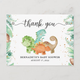 Babydusche Wasserfarbe Dinosaurier Danke Postcard Postkarte