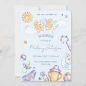 Babydusche Wasserfarbe Einladung (Vorderseite)