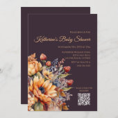 Babydusche Wasserfarbe Fall Blume Lila Einladung (Vorne/Hinten)