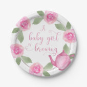 Babydusche Wasserfarbe Floral Baby Girl Braut Pappteller (Vorderseite)