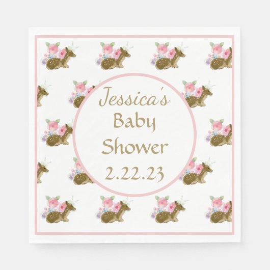 Babydusche Wasserfarbe Floral Boho Serviette (Vorderseite)