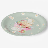 Babydusche Wasserfarbe Girl Fairy Niedliches Kanin Pappteller (Schrägansicht)