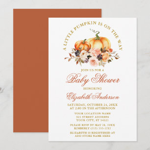 Babydusche Wasserfarbe Herbst Blumenpumpen Gold Einladung