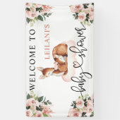 Babydusche Wasserfarbe Hirsche Rosa Blumengrün Wil Banner (Vertikal)