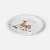 Babydusche Wasserfarbe Hirsche rosa Wolke Pappteller (Schrägansicht)