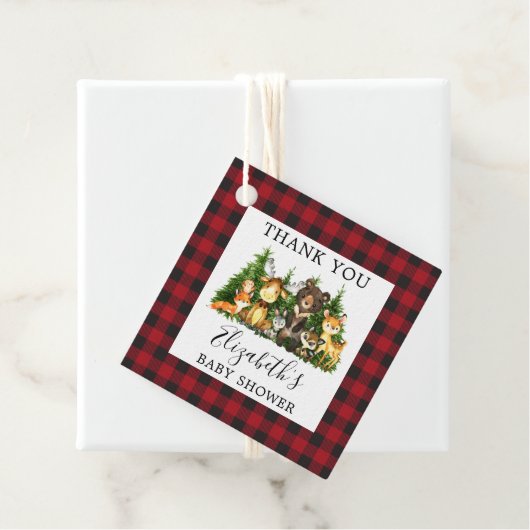 Babydusche Wasserfarbe Landtiere rustikal Geschenkanhänger (Beispiel)