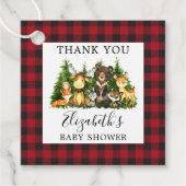 Babydusche Wasserfarbe Landtiere rustikal Geschenkanhänger (Vorderseite)