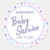 Babydusche Wasserfarbe Lila Gastgeschenk Aufkleber (Vorderseite)