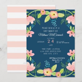 Babydusche Wasserfarbe Mädchen Moderne BOHO Blumen Einladung