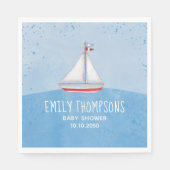Babydusche Wasserfarbe Niedlich Whimsical Sailboat Serviette (Vorderseite)
