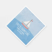 Babydusche Wasserfarbe Niedlich Whimsical Sailboat Serviette (Ecke)