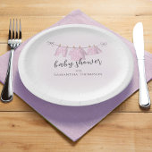 Babydusche Wasserfarbe Rosa Girl Clothesline Pappteller