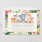 Babydusche Wasserfarbe Safari Tiere tropisch Einladung (Vorderseite)