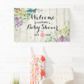 Babydusche Wasserfarbe Sukkulente Pflanze Weißholz Banner (Insitu)
