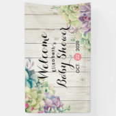 Babydusche Wasserfarbe Sukkulente Pflanze Weißholz Banner (Vertikal)