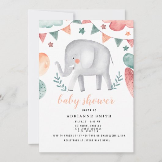 Babydusche Wasserfarbe Tier Save The Date (Vorderseite)