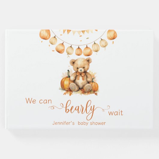 Babydusche Wasserfarbe Wir können warten Gästebuch (Vorderseite)