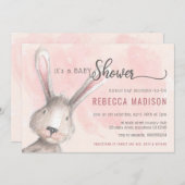 Babydusche Wasserfarben Bunny Einladung (Vorne/Hinten)